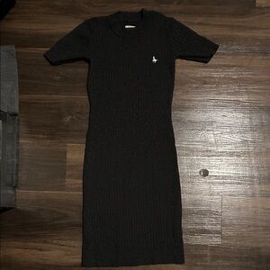 Jack Wills Dark Grey Ribbed Midi Dress